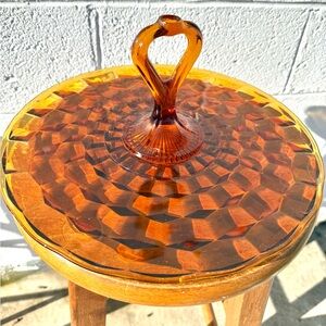 vintage Indiana Glass Whitehall Colony amber glass sandwich tray